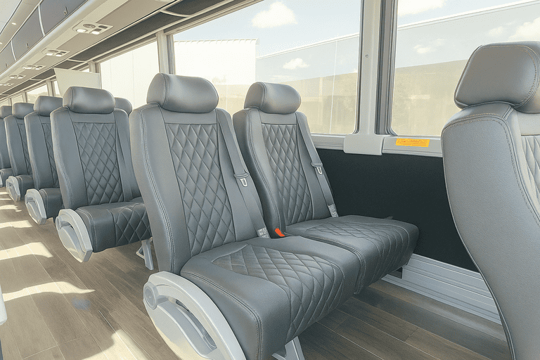 interior of Long Island Coach Bus Service charter bus