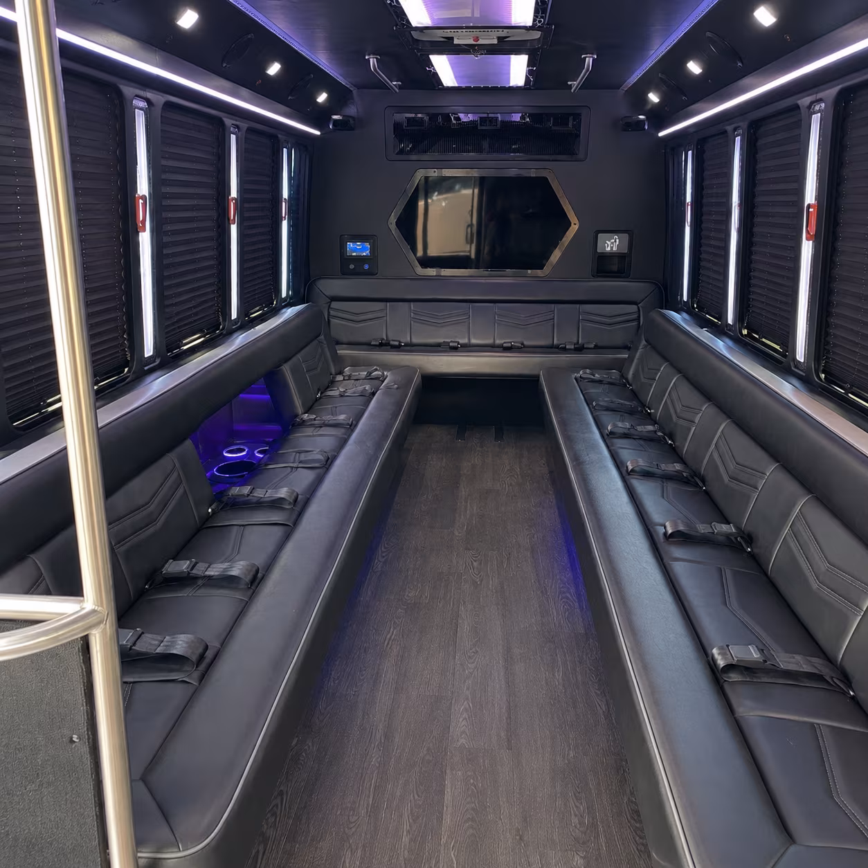 long island 18 passenger party bus interior