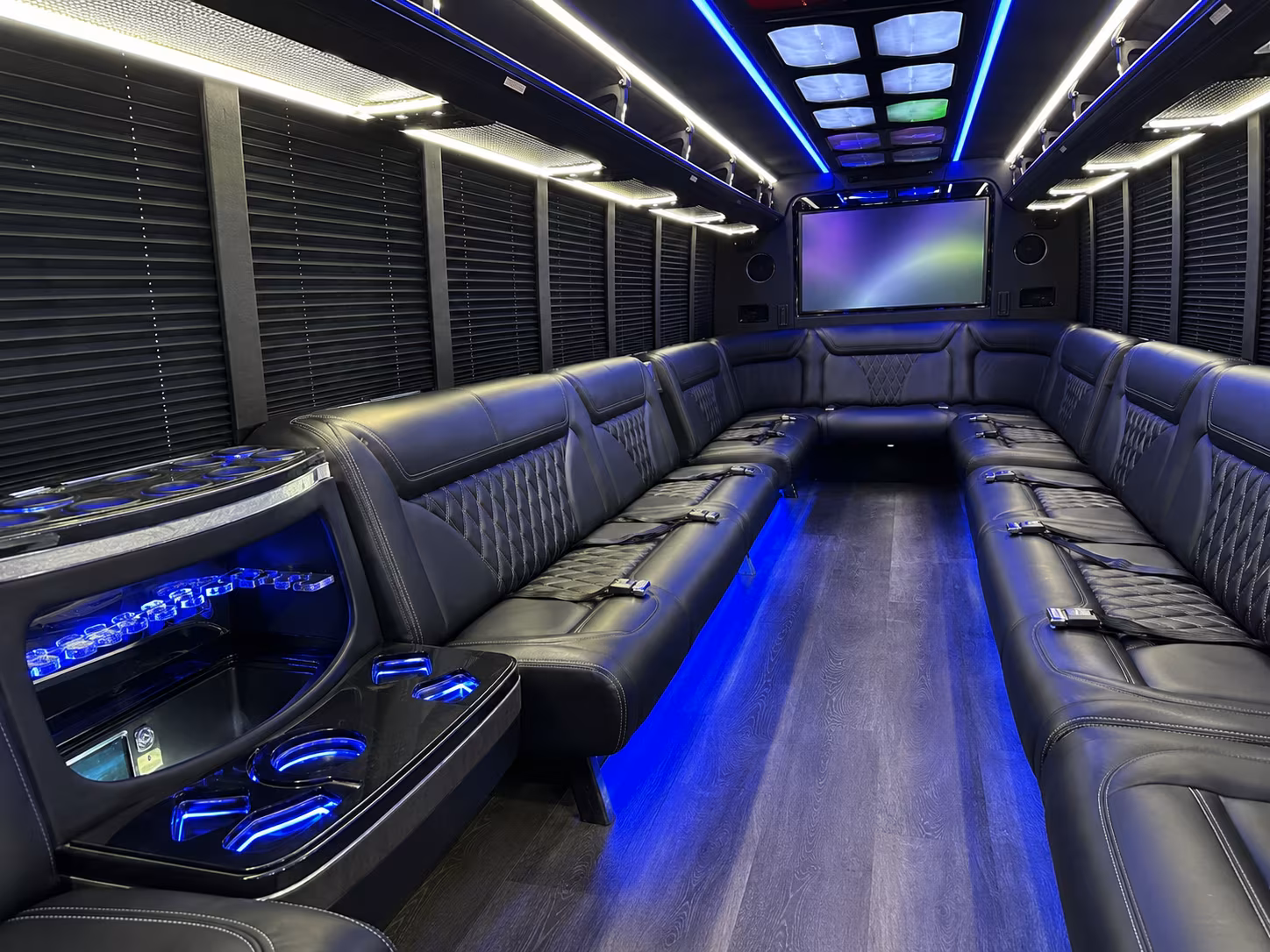 long island 20 passenger party bus inside
