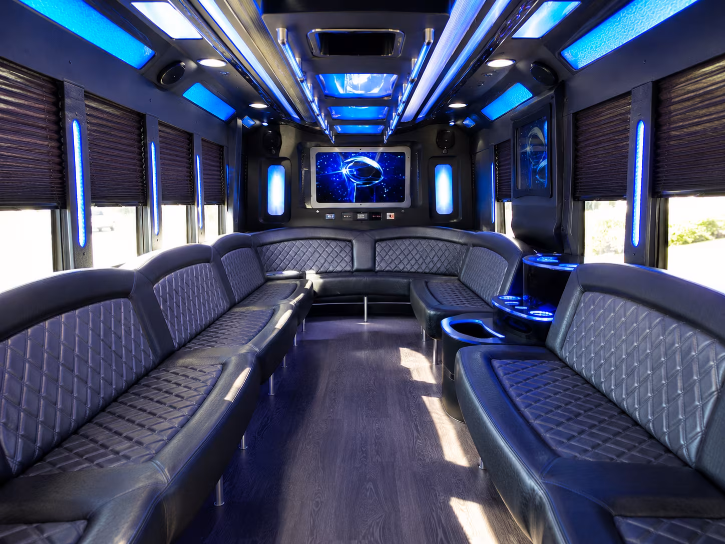long island 28 passenger party bus inside