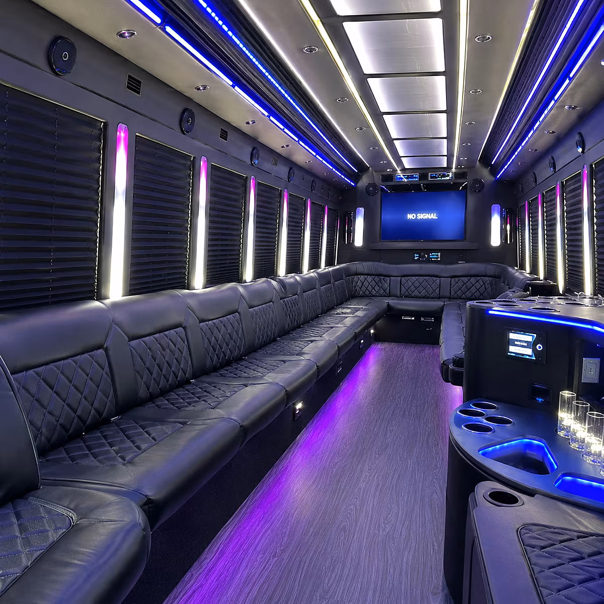 long island 30 passenger party bus inside