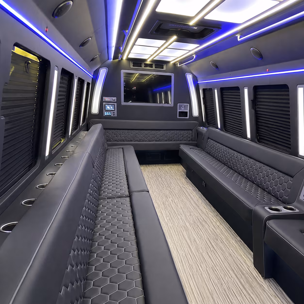 long island 40 passenger party bus inside