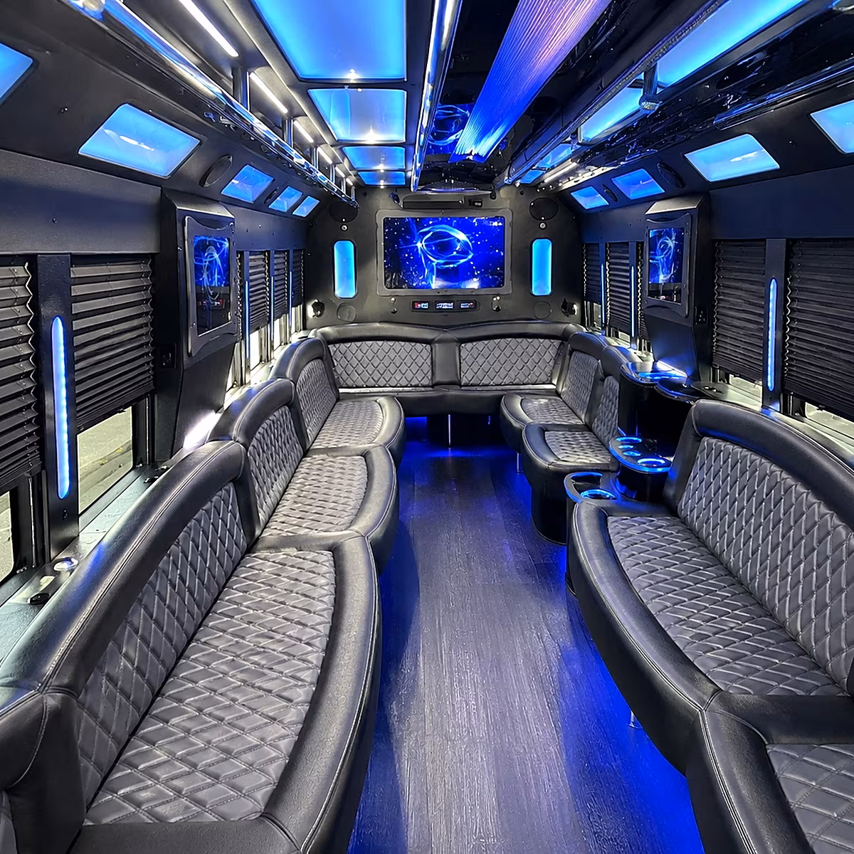 long island 50 passenger party bus interior